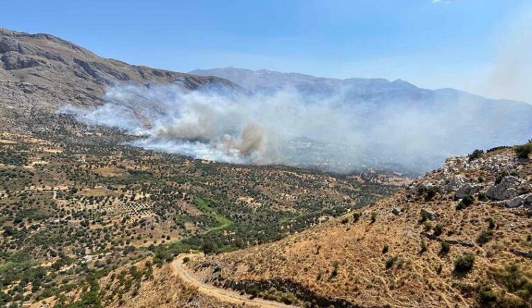 Φωτιά σε δύσβατη περιοχή κοντά στον Γκίγκιλο – Επιχειρούν πεζοπόρα τμήματα