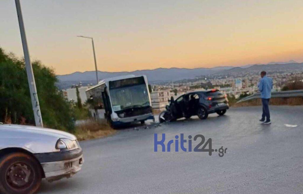 Χανιά: Σύγκρουση λεωφορείου με ΙΧ στη Χαλέπα