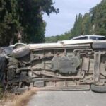Ανατροπή οχήματος στον ΒΟΑΚ κοντά στις Καλύβες