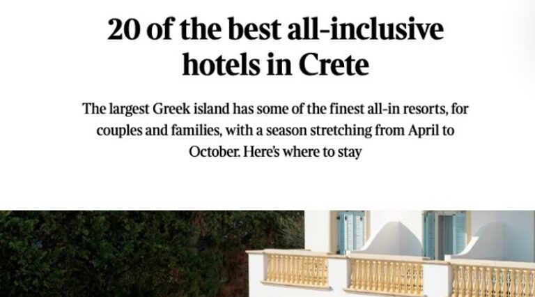 Στους “The Times” η εξέλιξη των τουριστικών καταλυμάτων στην Κρήτη